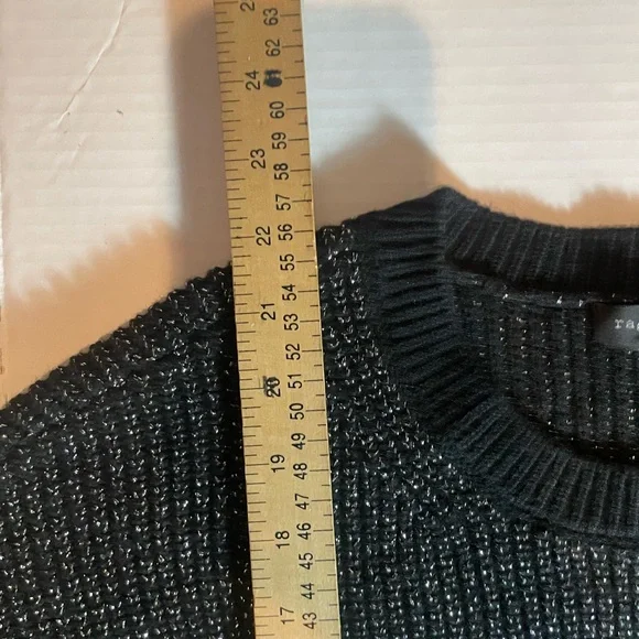 Rag & Bone Jubilee Metallic Black Crew Neck Sweater Size Large/X Large - Picture 9 of 13